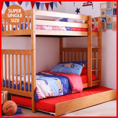 Solid Wood Separable Children’s Double Decker Bed with Trundle Beds