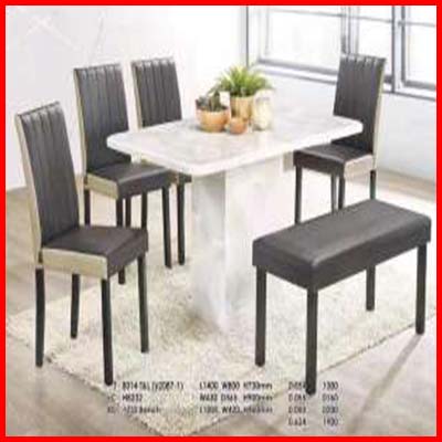 Latest design 1+4+1 Marble Top Dining Set