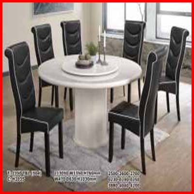 Luzano Furniture Marble Top With Marble Legs 1+6 Chair Dining Set