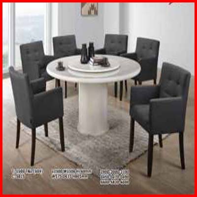 Luzano Furniture T 1500 Round Dining Set 1+6 with Cushion Chair