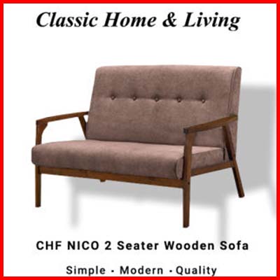 THE LOFT Chf Nico 2 Seater Wooden Sofa