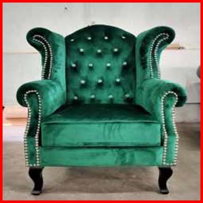 TITAN Chesterfield Velvet Wing Chair Sofa
