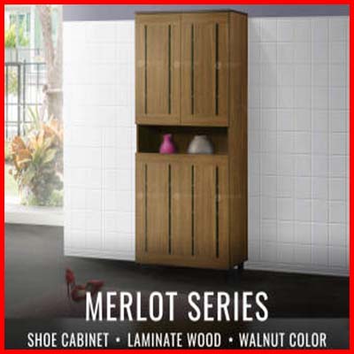 Colorlife Merlot 4 Door Multi-Function Shoe Cabinet
