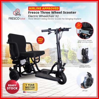 Fresco Three Wheel Folding Scooter Electric Wheelchair X2