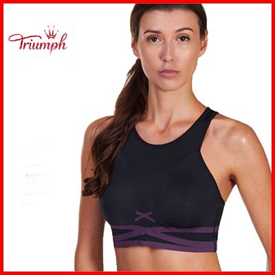 Triumph Triaction Seamless Motion Non-Wired Padded Sports Bra (Black Grey Combination)