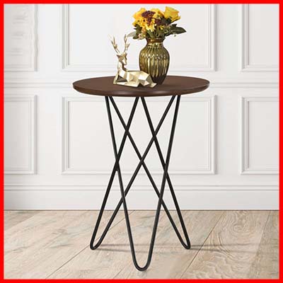 CHF Oscar Solid Rubber Wood Side Table with Powder Coated Leg