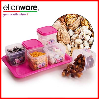 Elianware Cookies Snacks Airtight Container with Candy Tray
