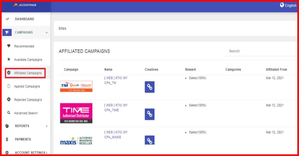 Accesstrade Affiliated Campaigns