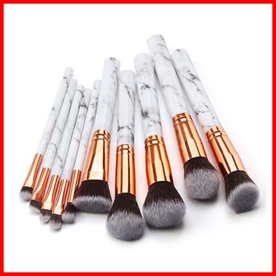 MAANGE Marble Make Up Brush Set 10 Piexes Gray with Cosmetic Bag Makeup Case