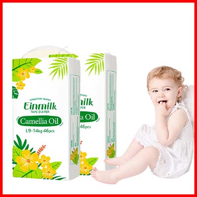 Einmilk Camellia Oil Diaper - Disposable Diaper Plant Based Extract 100% Chlorine Free