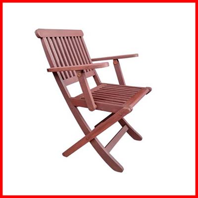 Wooden Outdoor Folding Chair - Solid Wood Garden Chair with Arm Support