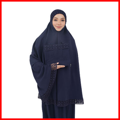 10. Helena Series Telekung Rawdah Telekung Cotton Premium Crochet Border Lace Free Matching Telekung Bag Gift