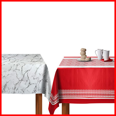 2. SUPERSAVE Custom Cut Quality Table Cloth Modern Waterproof Table 6-8